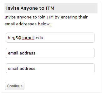 Invite friends and associates to JTM Online