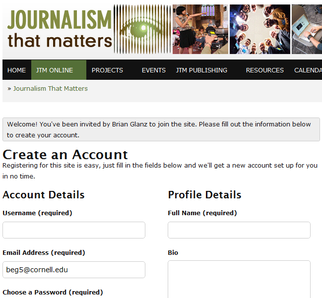 Invite friends and associates to JTM Online